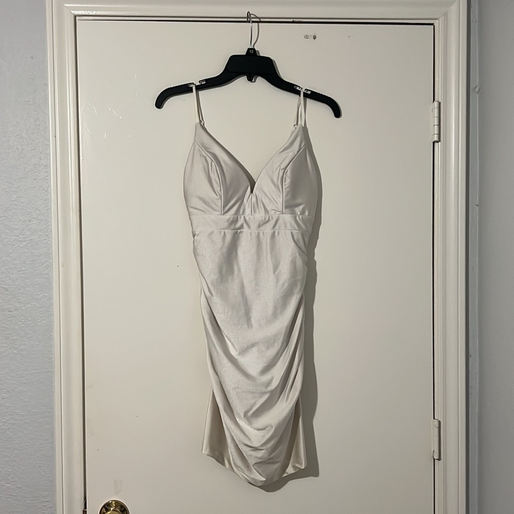 Elegant White Ruched Dress